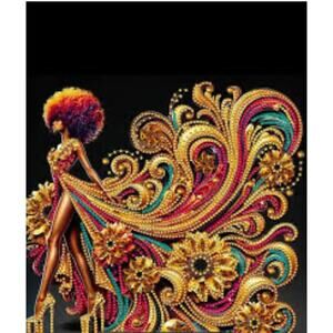 Diamond art kits for adults exquisite brown lady in long gown 11.8x11.8 inches
